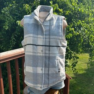 Mia & Tess Plaid Fleece Lined Zip Vest in Grey and White- Size Med